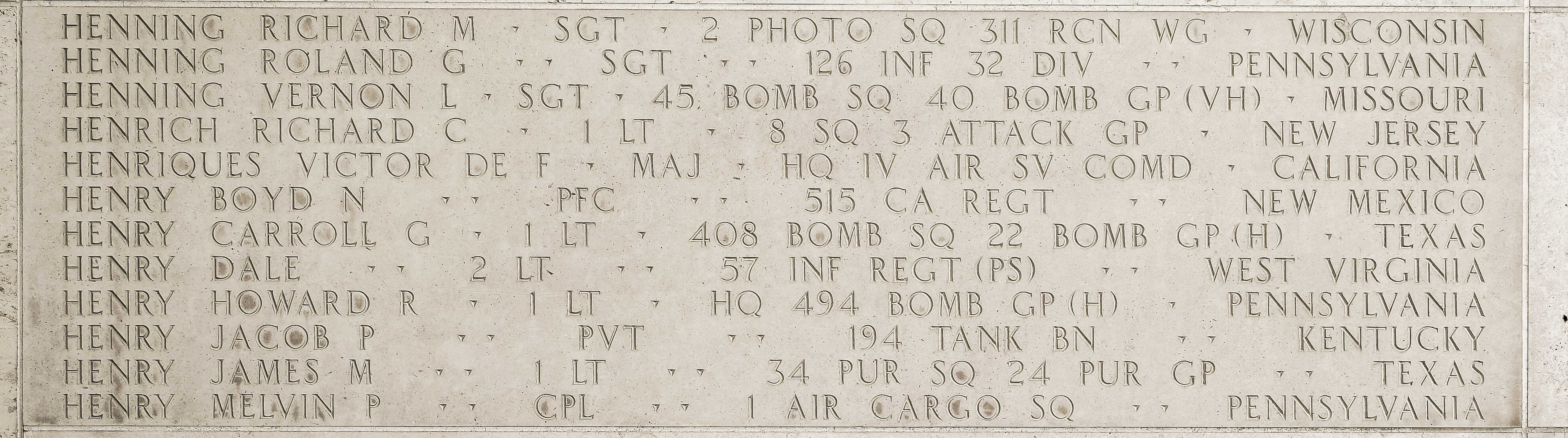 Carroll G. Henry, First Lieutenant